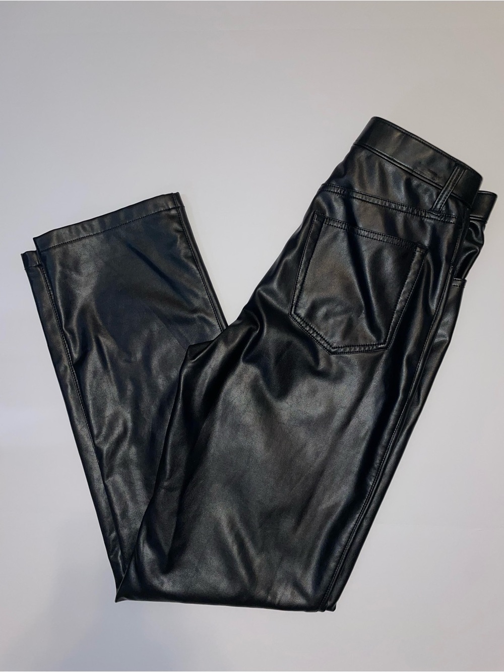 Abercrombie 90s Straight Vegan Leather Pants Black High Rise 27/4